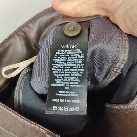 Aritzia Wilfred Rebel Pants Womens 2 Faux Leather Straight Leg Rich Mocha Brown - Picture 8 of 9